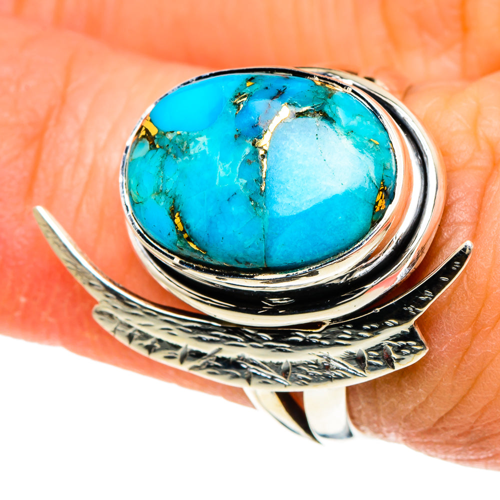 Blue Copper Composite Turquoise Rings handcrafted by Anasilvercos - RING94061