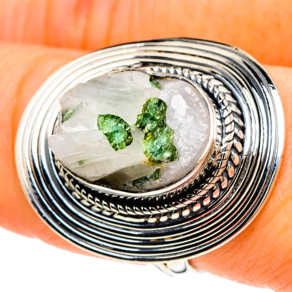 Green Tourmaline In Quartz Rings handcrafted by Anasilvercos - RING94102