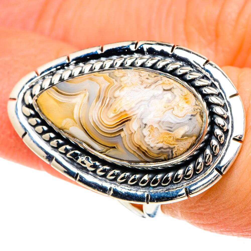 Laguna Lace Agate Rings handcrafted by Anasilvercos - RING94145