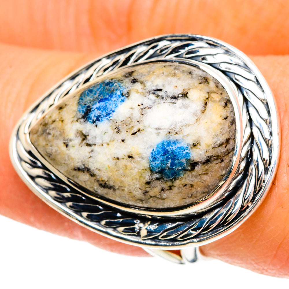 K2 Blue Azurite Rings handcrafted by Anasilvercos - RING94155