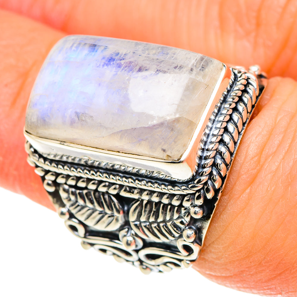 Rainbow Moonstone Rings handcrafted by Anasilvercos - RING94231