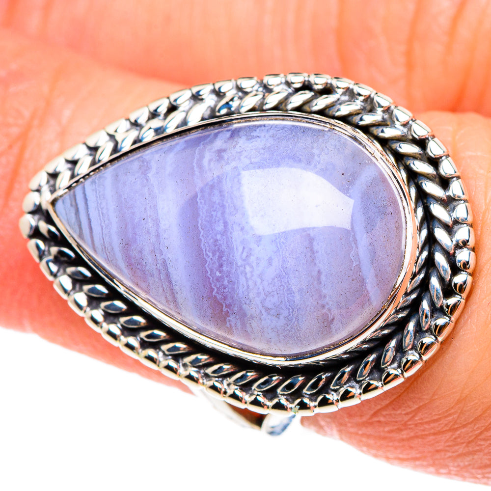Blue Lace Agate Rings handcrafted by Anasilvercos - RING94270