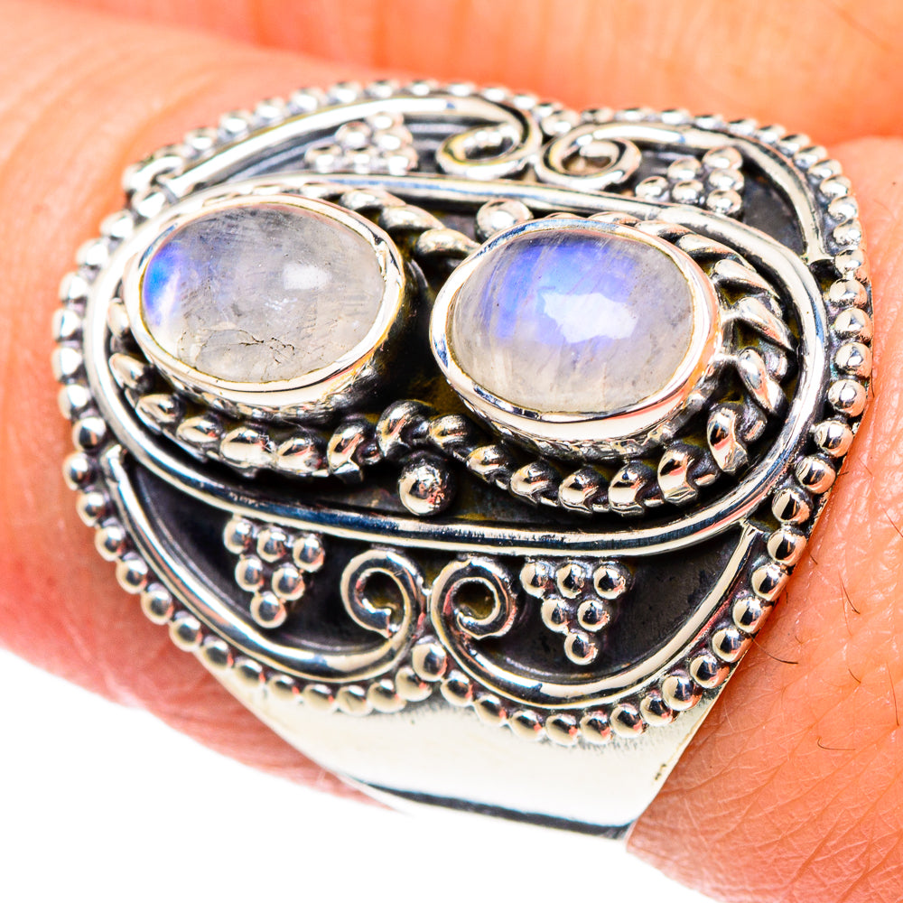Rainbow Moonstone Rings handcrafted by Anasilvercos - RING94272