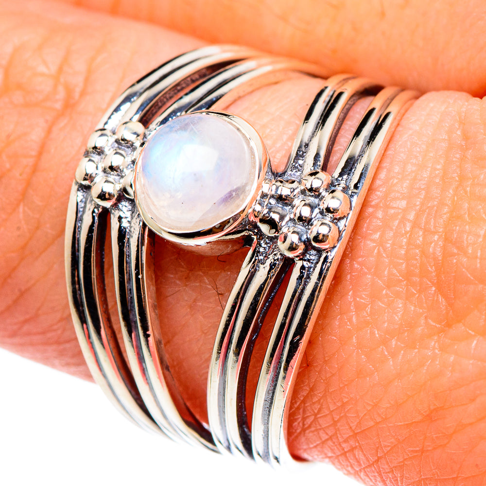 Rainbow Moonstone Rings handcrafted by Anasilvercos - RING94297