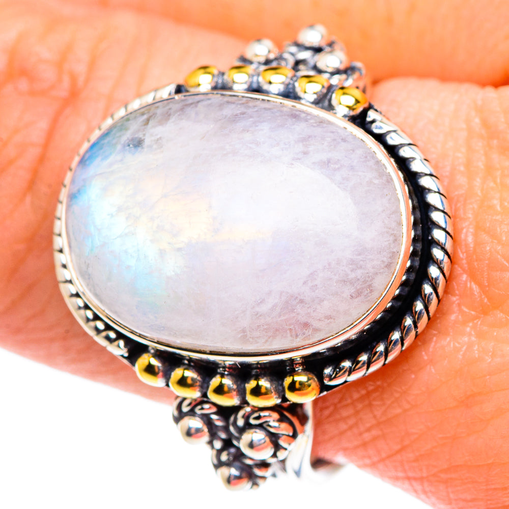 Rainbow Moonstone Rings handcrafted by Anasilvercos - RING94299