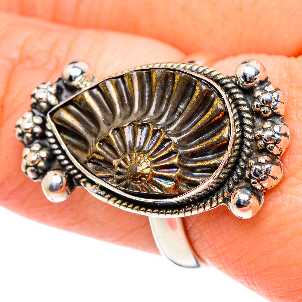 Pyrite Fossil Rings handcrafted by Anasilvercos - RING94369