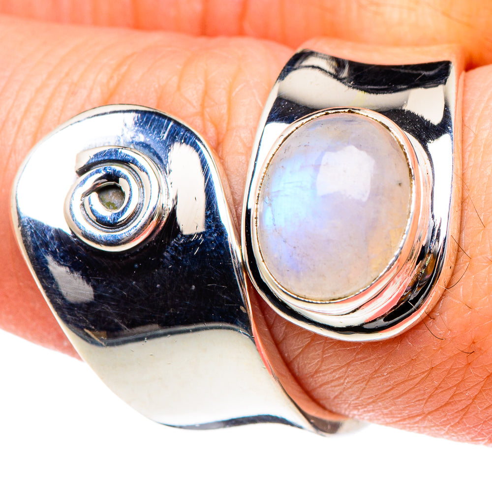 Rainbow Moonstone Rings handcrafted by Anasilvercos - RING94371