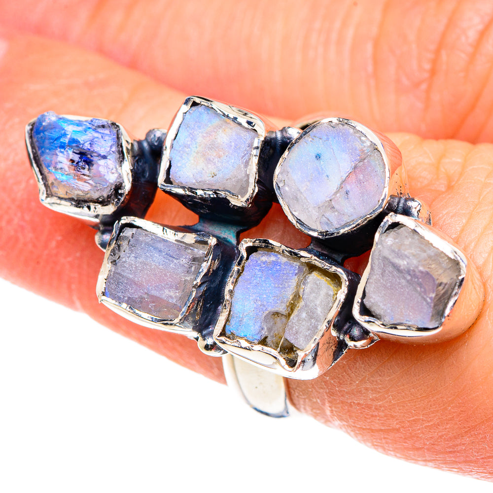 Rainbow Moonstone Rings handcrafted by Anasilvercos - RING94372