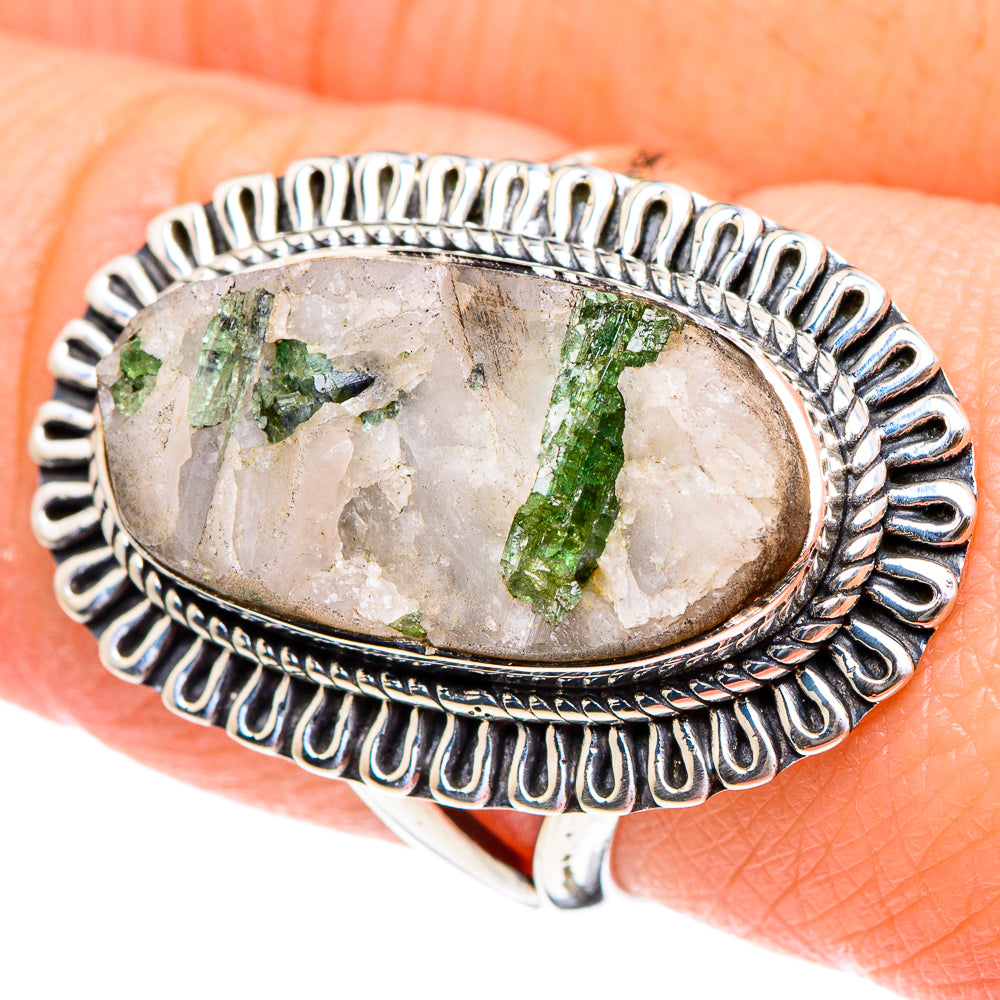 Green Tourmaline in Quartz Rings handcrafted by Anasilvercos - RING94395