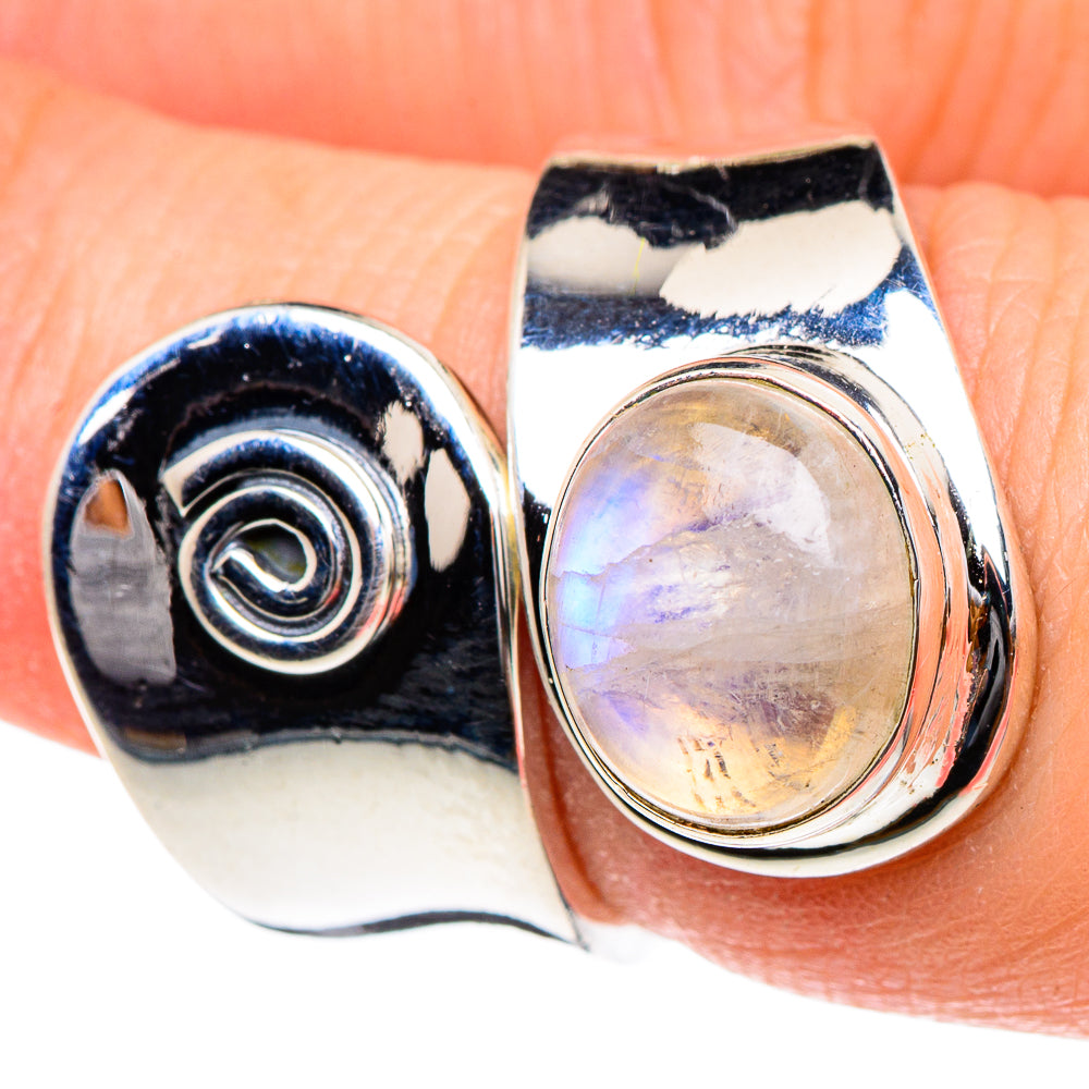 Rainbow Moonstone Rings handcrafted by Anasilvercos - RING94401