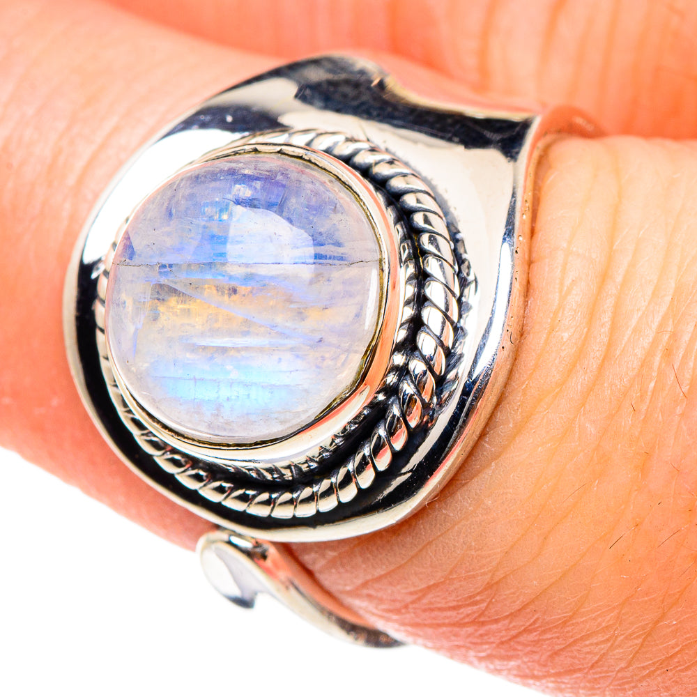 Rainbow Moonstone Rings handcrafted by Anasilvercos - RING94411
