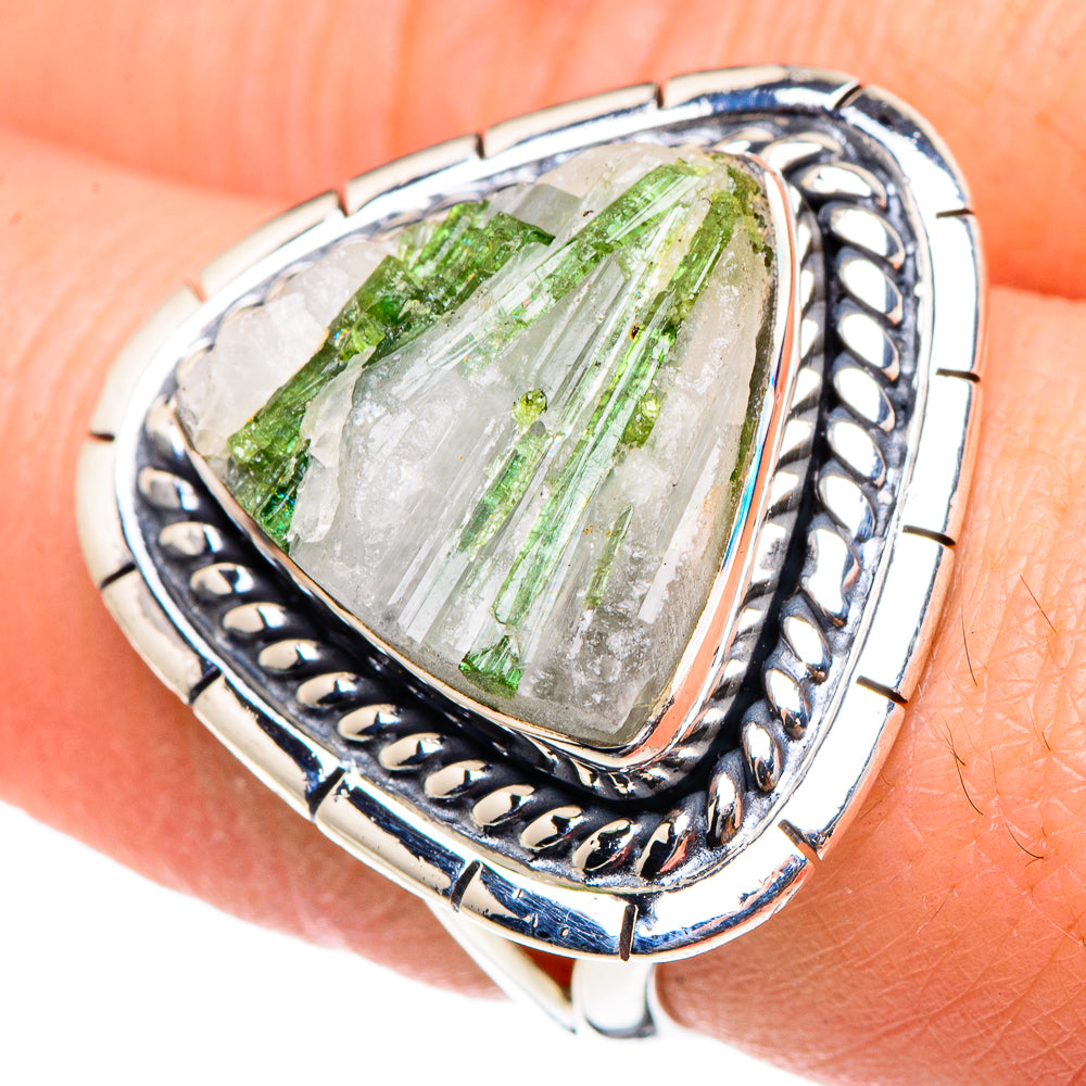 Green Tourmaline in Quartz Rings handcrafted by Anasilvercos - RING94427