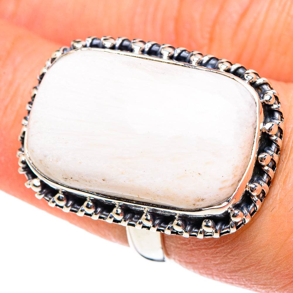 White Scolecite Rings handcrafted by Anasilvercos - RING94450