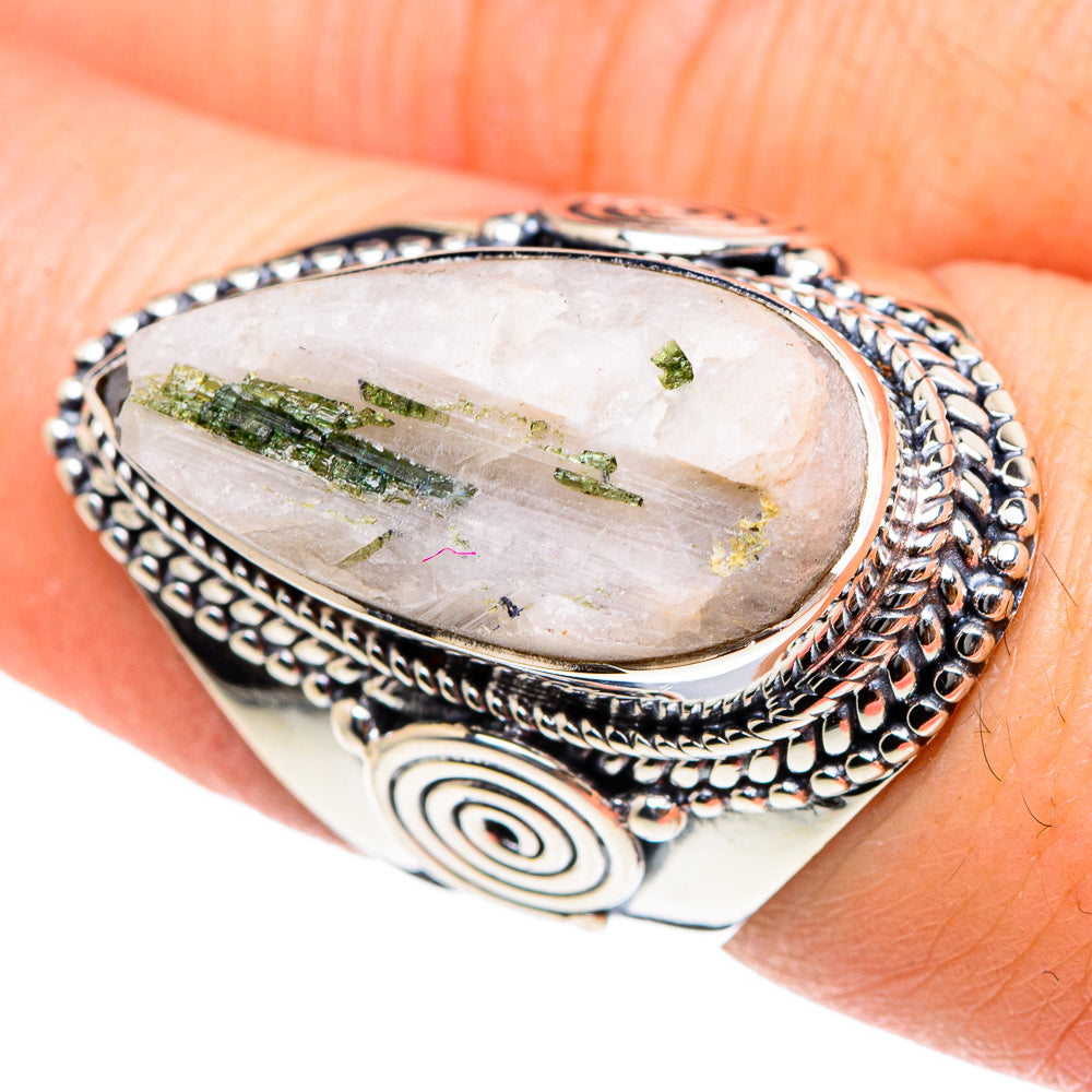 Green Tourmaline in Quartz Rings handcrafted by Anasilvercos - RING94452