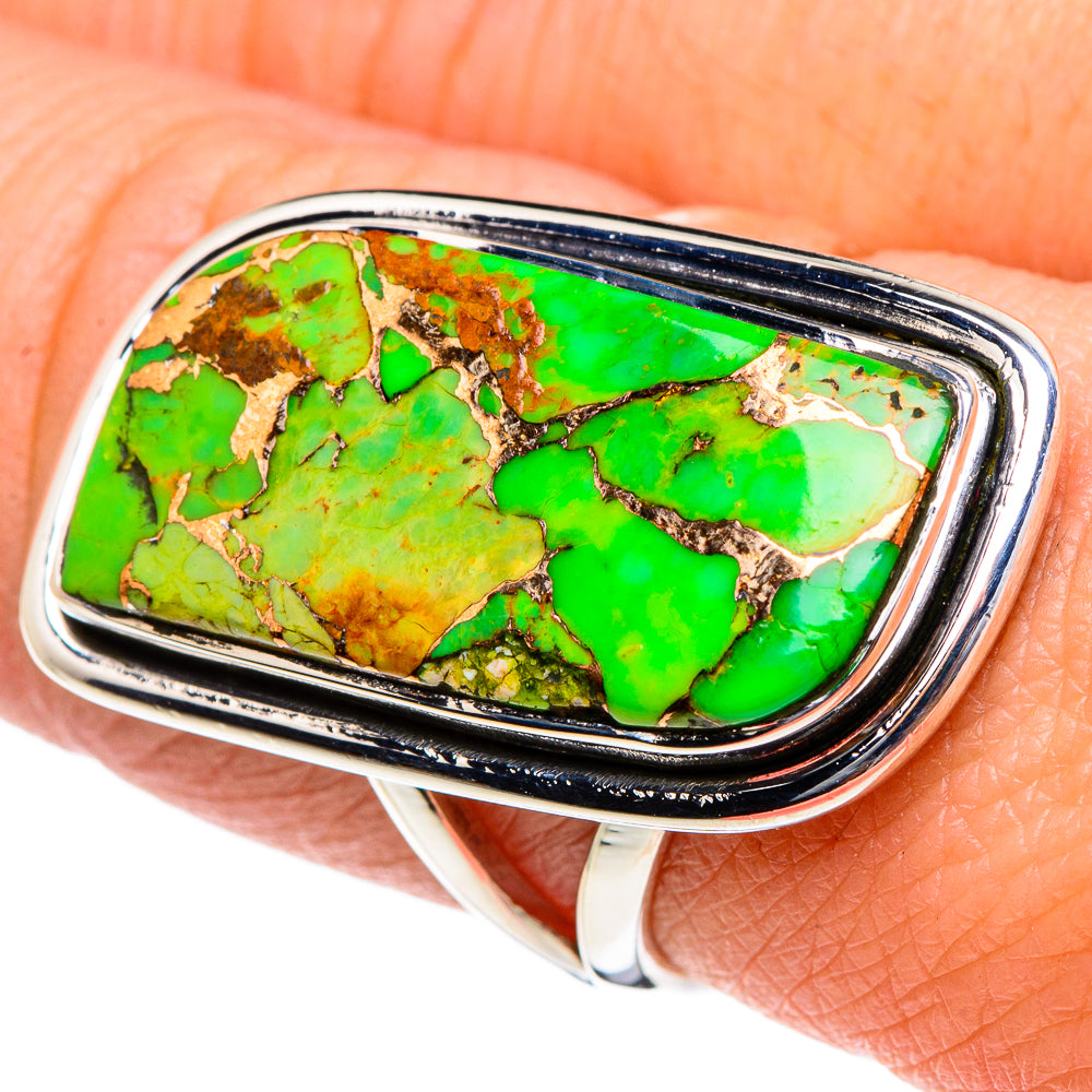 Green Copper Composite Turquoise Rings handcrafted by Anasilvercos - RING94465