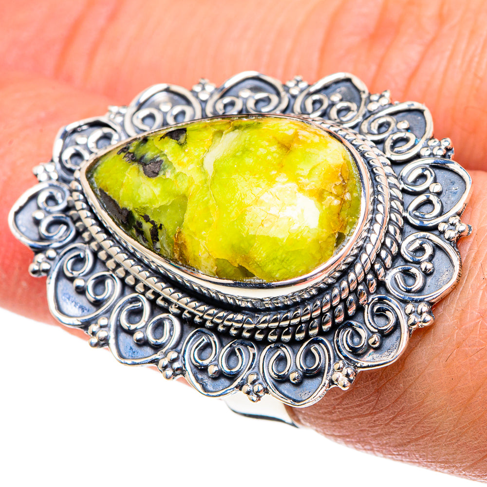 African Green Opal Rings handcrafted by Anasilvercos - RING94497