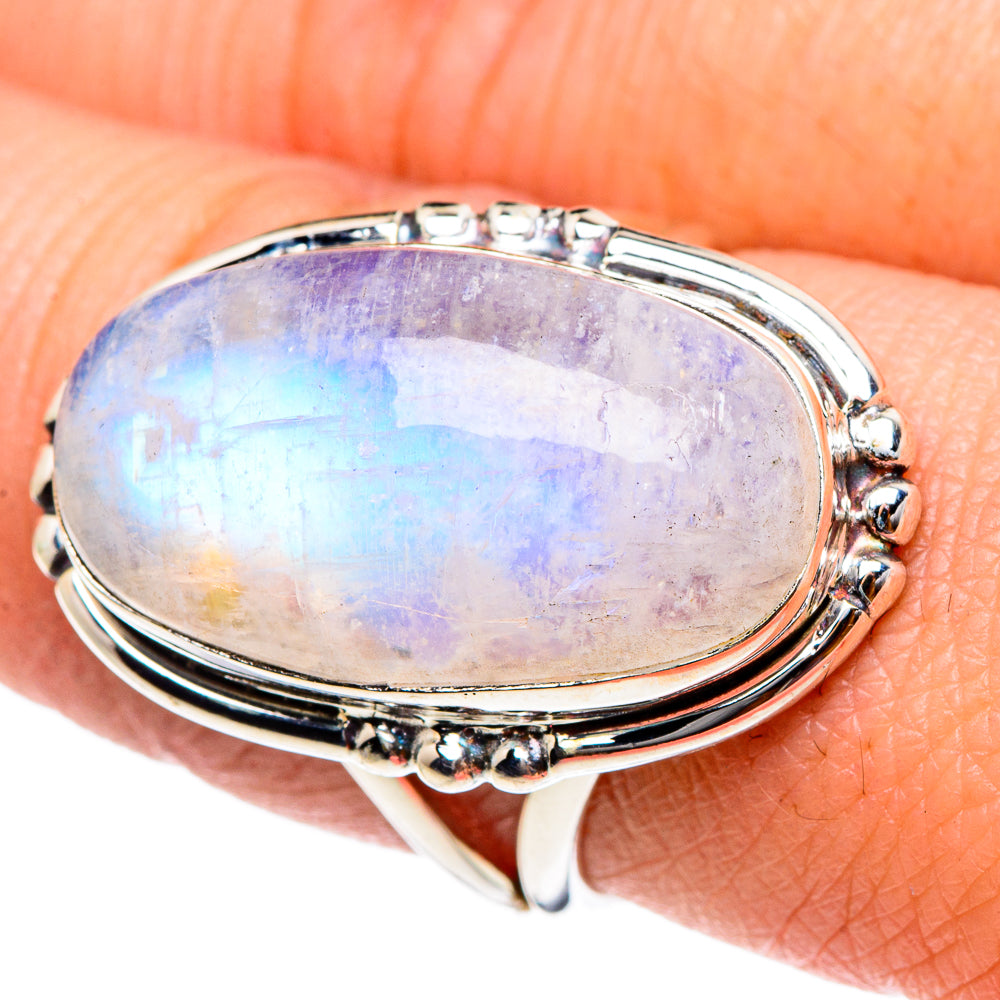 Rainbow Moonstone Rings handcrafted by Anasilvercos - RING94532