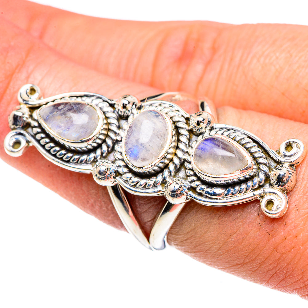 Rainbow Moonstone Rings handcrafted by Anasilvercos - RING94533