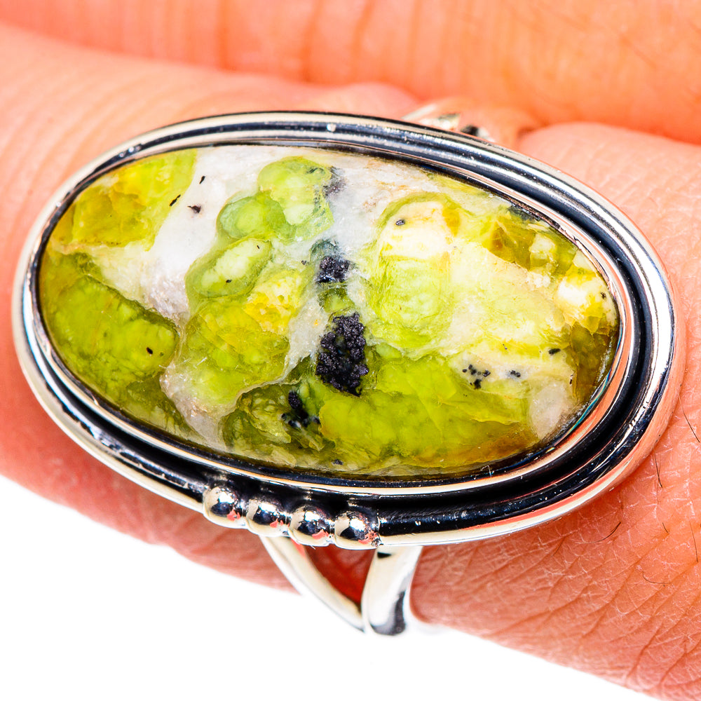 African Green Opal Rings handcrafted by Anasilvercos - RING94601