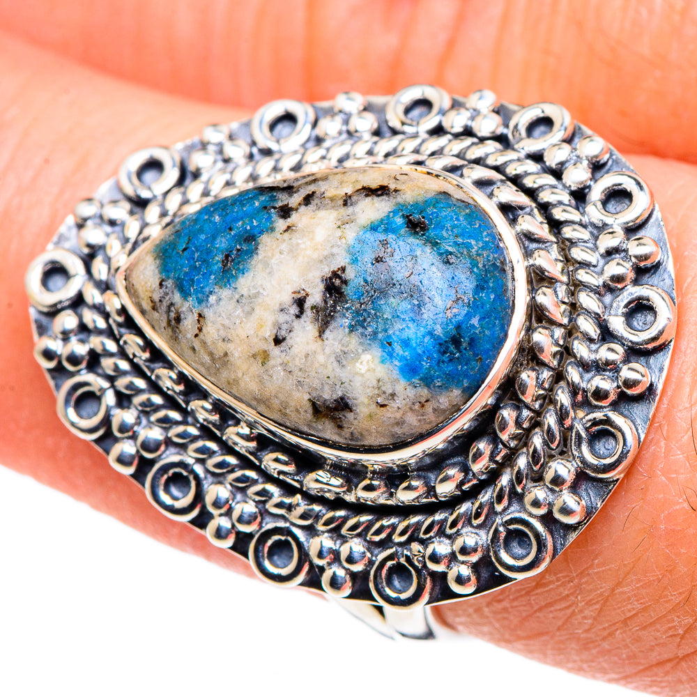 K2 Blue Azurite Rings handcrafted by Anasilvercos - RING94605