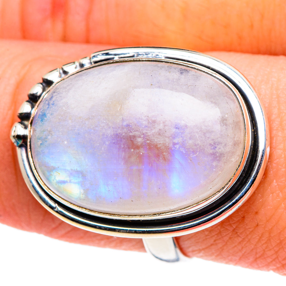 Rainbow Moonstone Rings handcrafted by Anasilvercos - RING94620