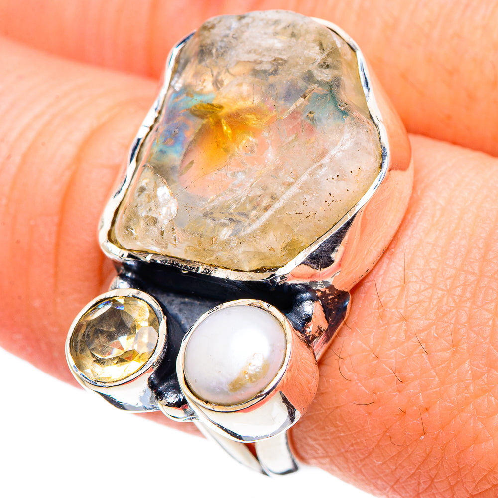 Rainbow Moonstone Rings handcrafted by Anasilvercos - RING94635