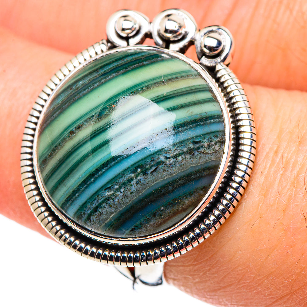 Green Botswana Agate Rings handcrafted by Anasilvercos - RING94654