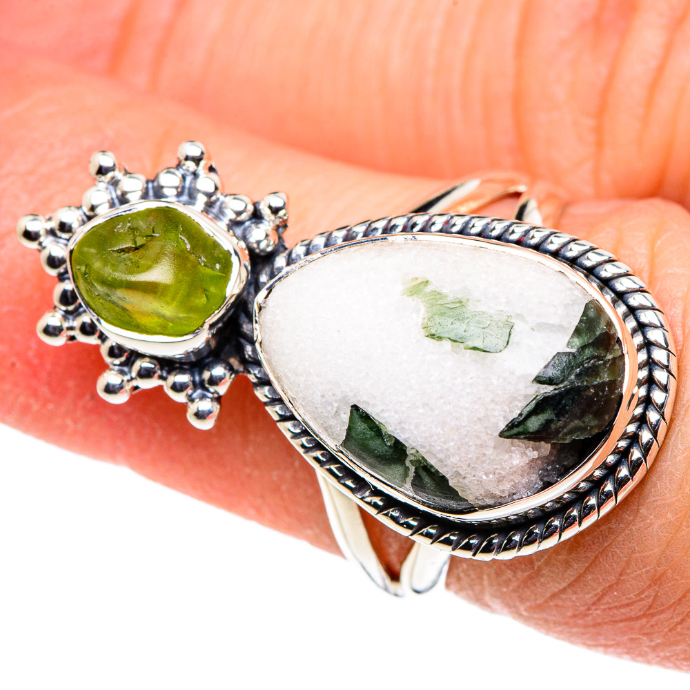 Green Tourmaline In Quartz Rings handcrafted by Anasilvercos - RING94677