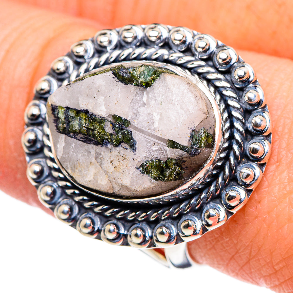 Green Tourmaline In Quartz Rings handcrafted by Anasilvercos - RING94680