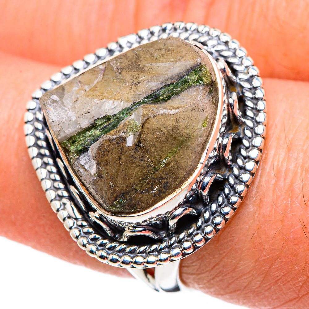 Green Tourmaline In Quartz Rings handcrafted by Anasilvercos - RING94685
