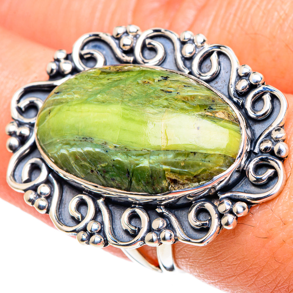 African Green Opal Rings handcrafted by Anasilvercos - RING94720
