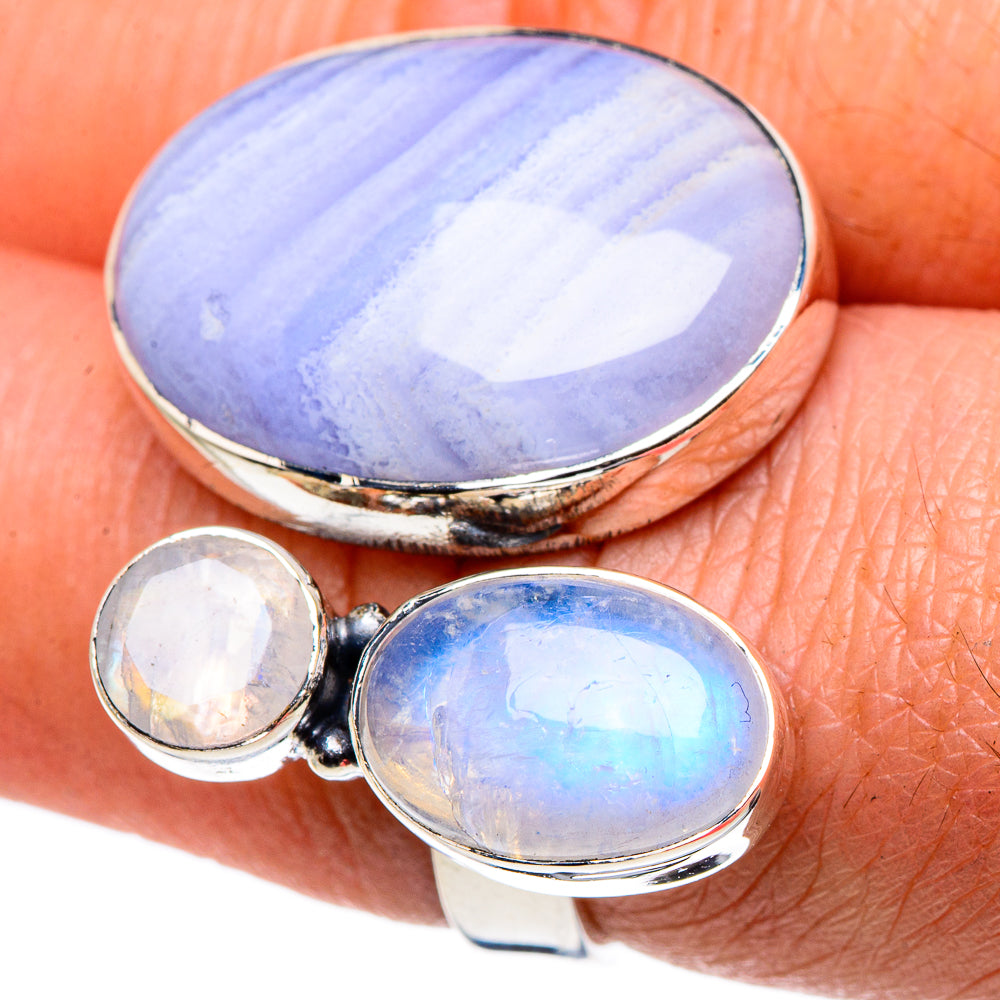 Blue Lace Agate Rings handcrafted by Anasilvercos - RING94812
