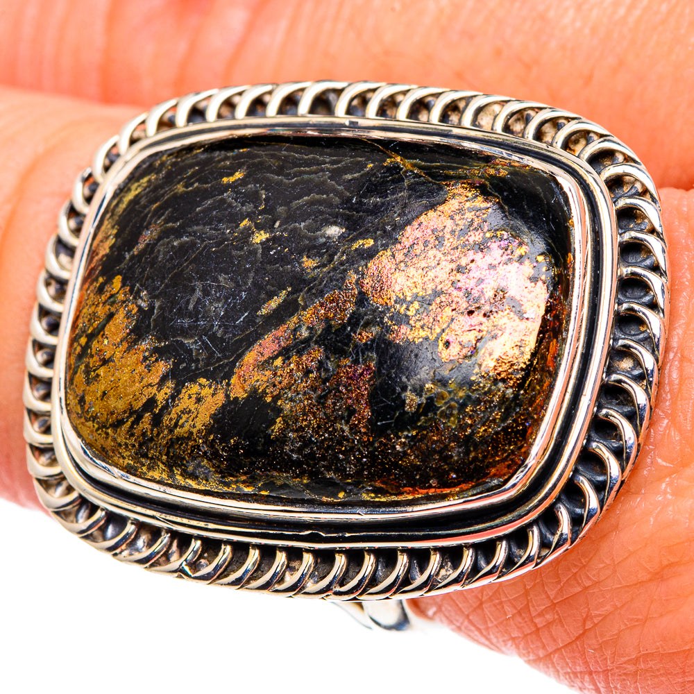 Pyrite In Black Onyx Rings handcrafted by Anasilvercos - RING94853