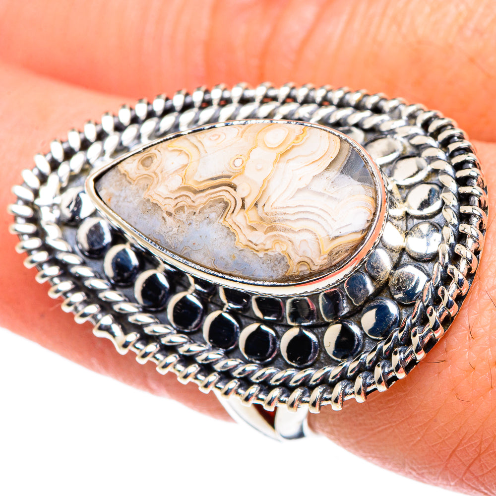 Laguna Lace Agate Rings handcrafted by Anasilvercos - RING94855