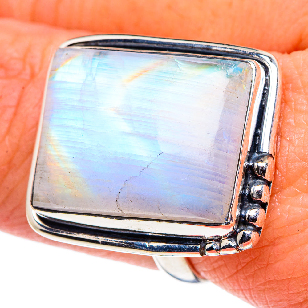 Rainbow Moonstone Rings handcrafted by Anasilvercos - RING94856