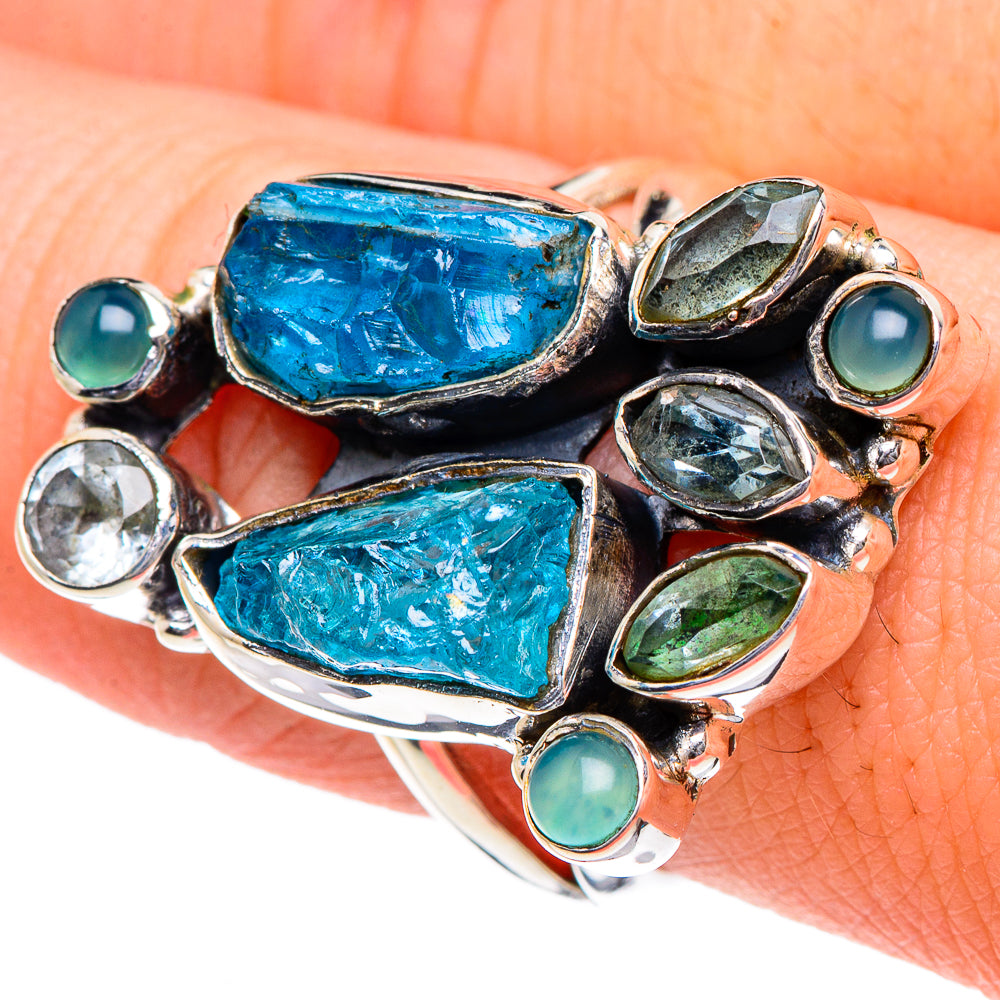 Apatite, Blue Topaz, Aqua Chalcedony Rings handcrafted by Anasilvercos - RING94866