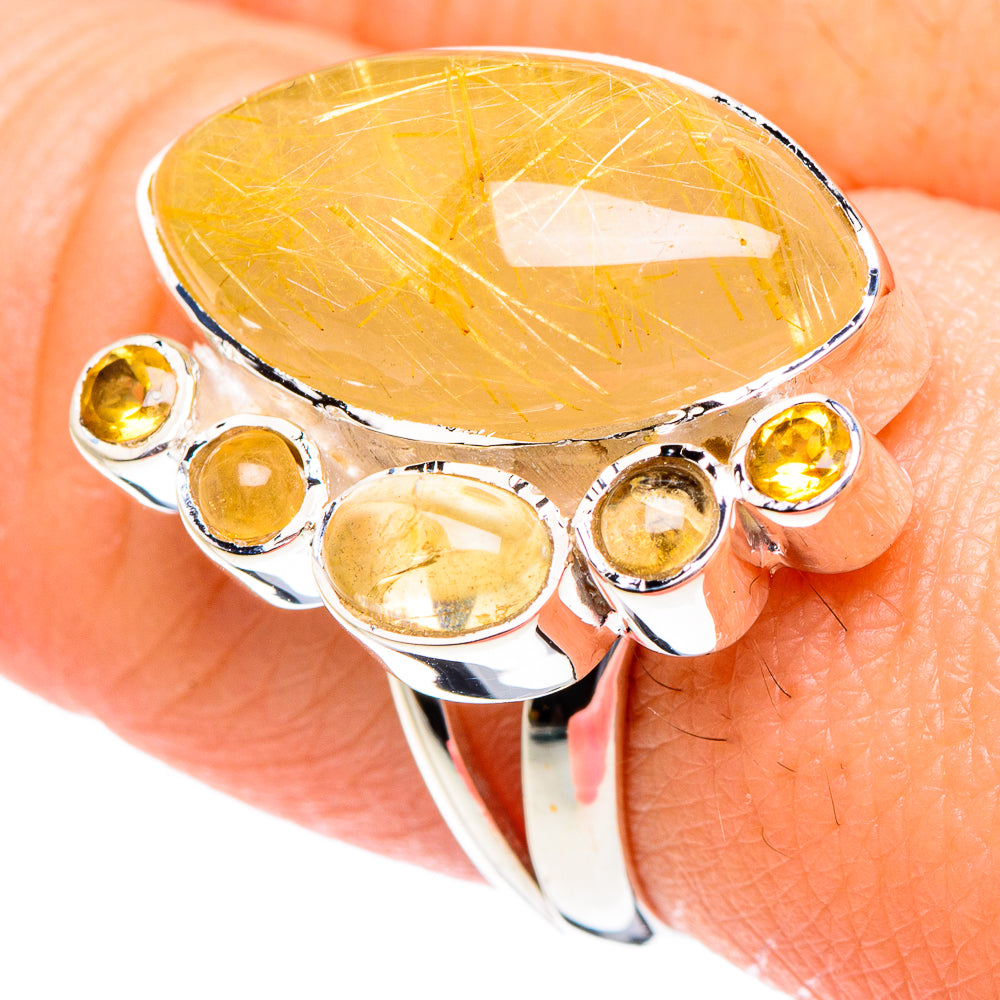 Rutilated Quartz, Citrine Rings handcrafted by Anasilvercos - RING94882