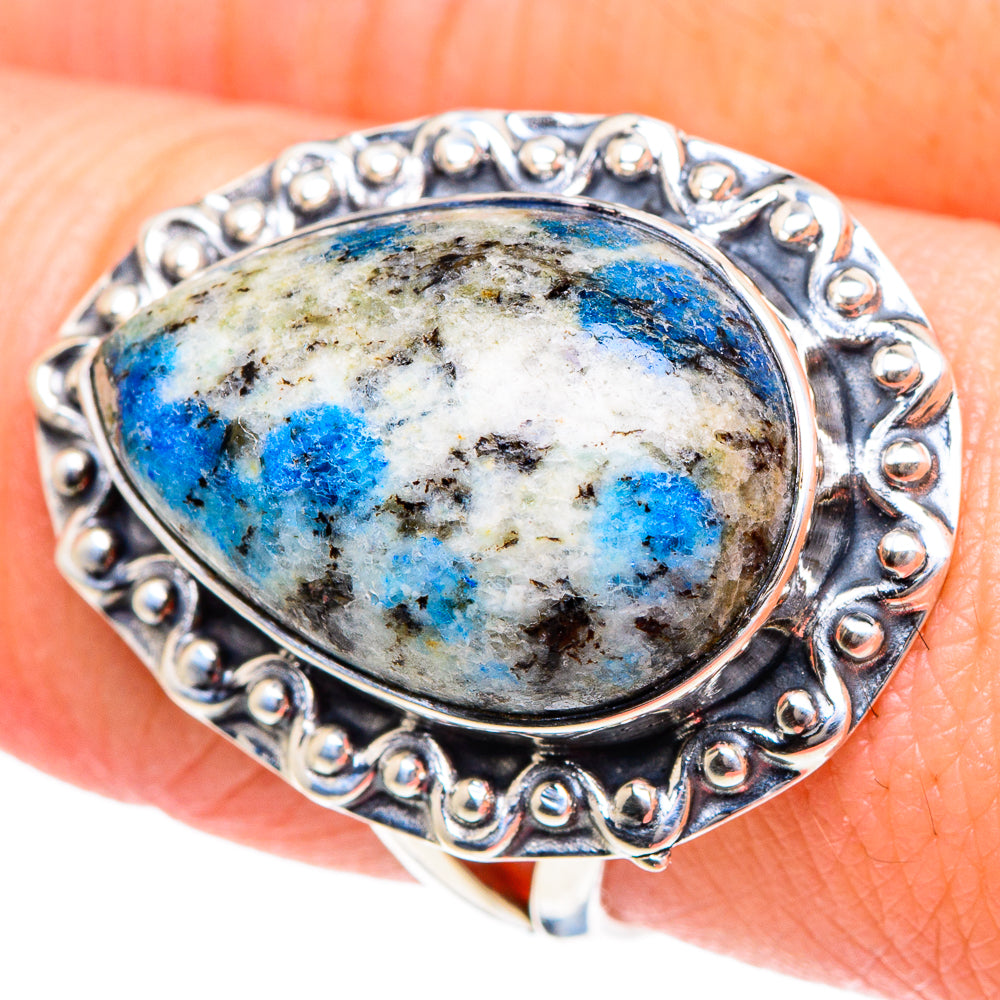 K2 Blue Azurite Rings handcrafted by Anasilvercos - RING94895
