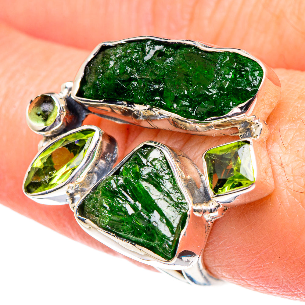 Chrome Diopside, Peridot Rings handcrafted by Anasilvercos - RING94897