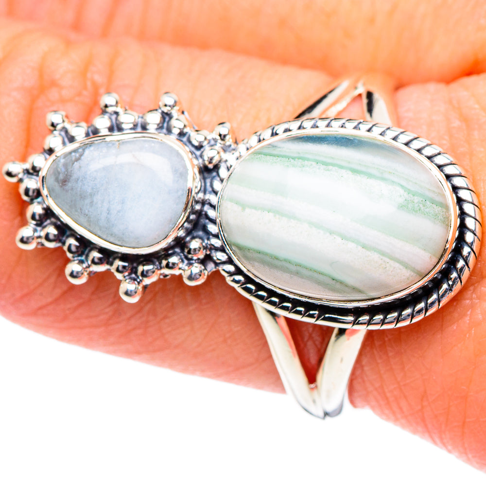 Ocean Jasper, Aquamarine Rings handcrafted by Anasilvercos - RING94898