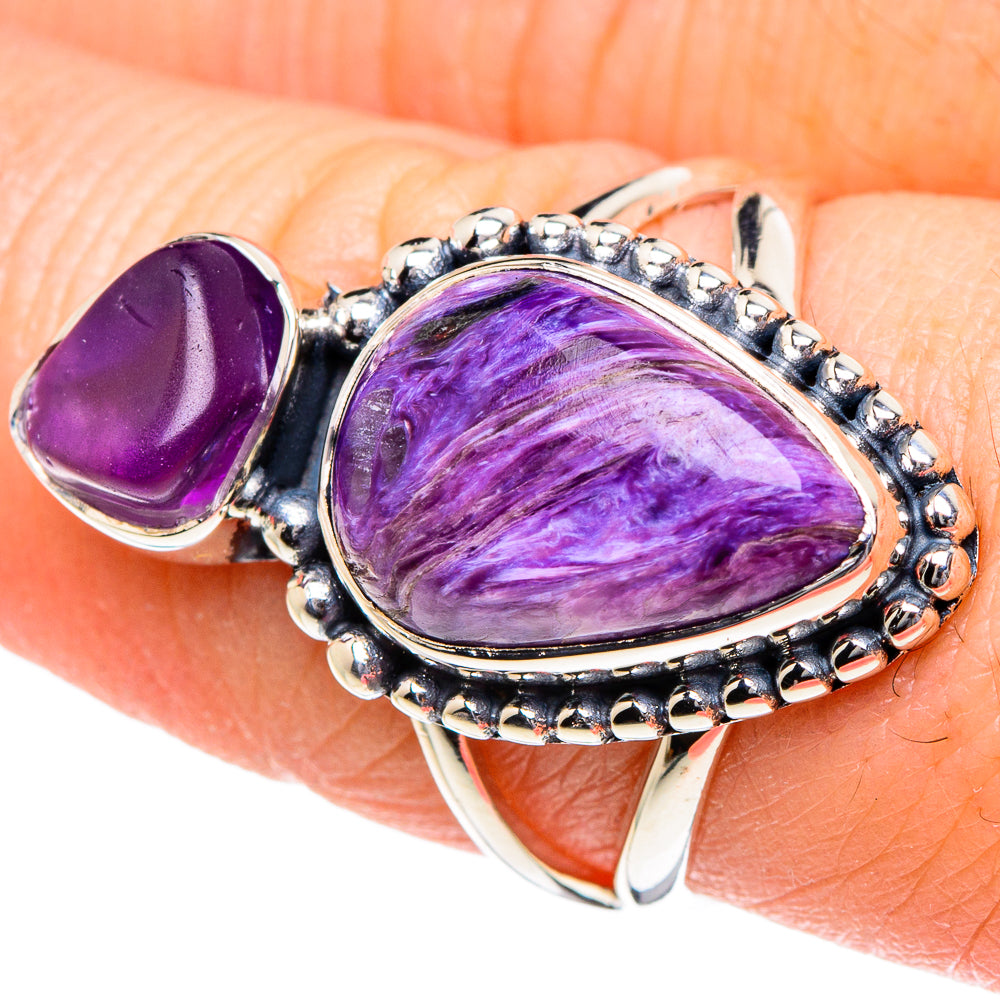 Charoite, Amethyst Rings handcrafted by Anasilvercos - RING94906