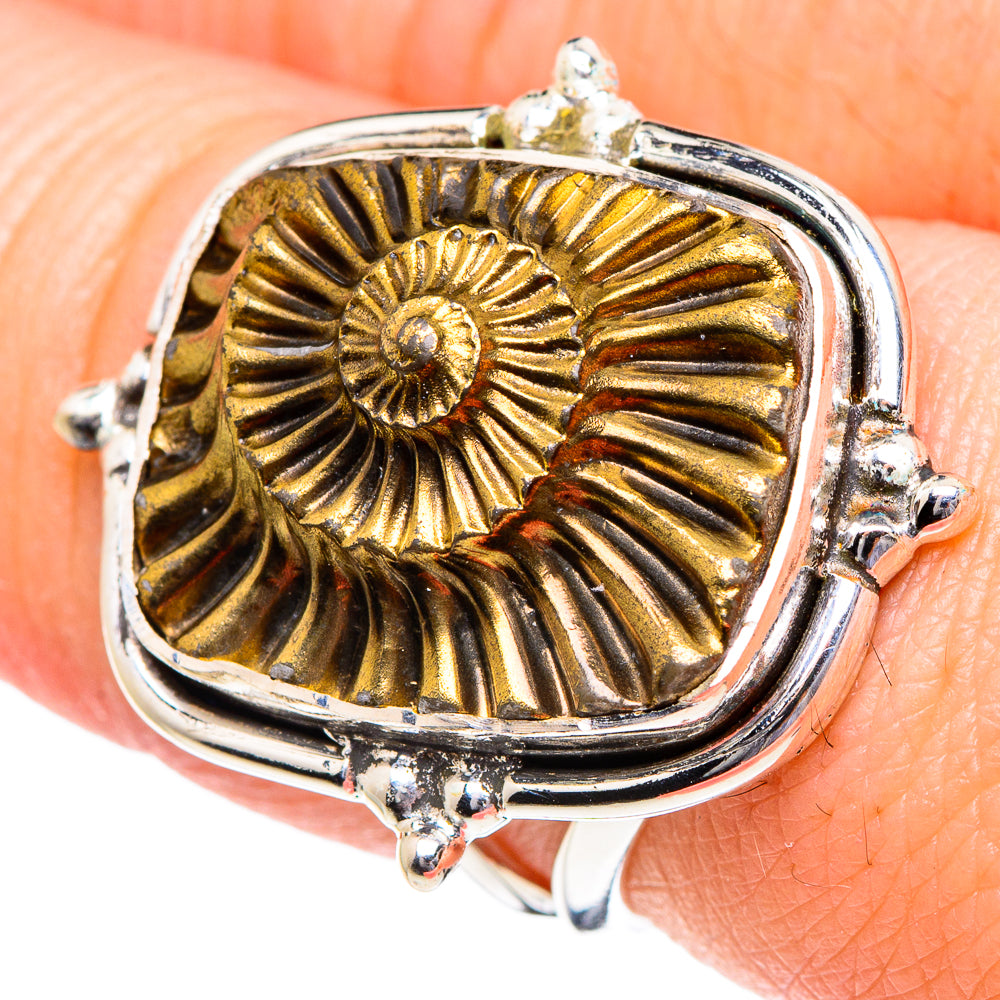 Pyrite Fossil Rings handcrafted by Anasilvercos - RING94908