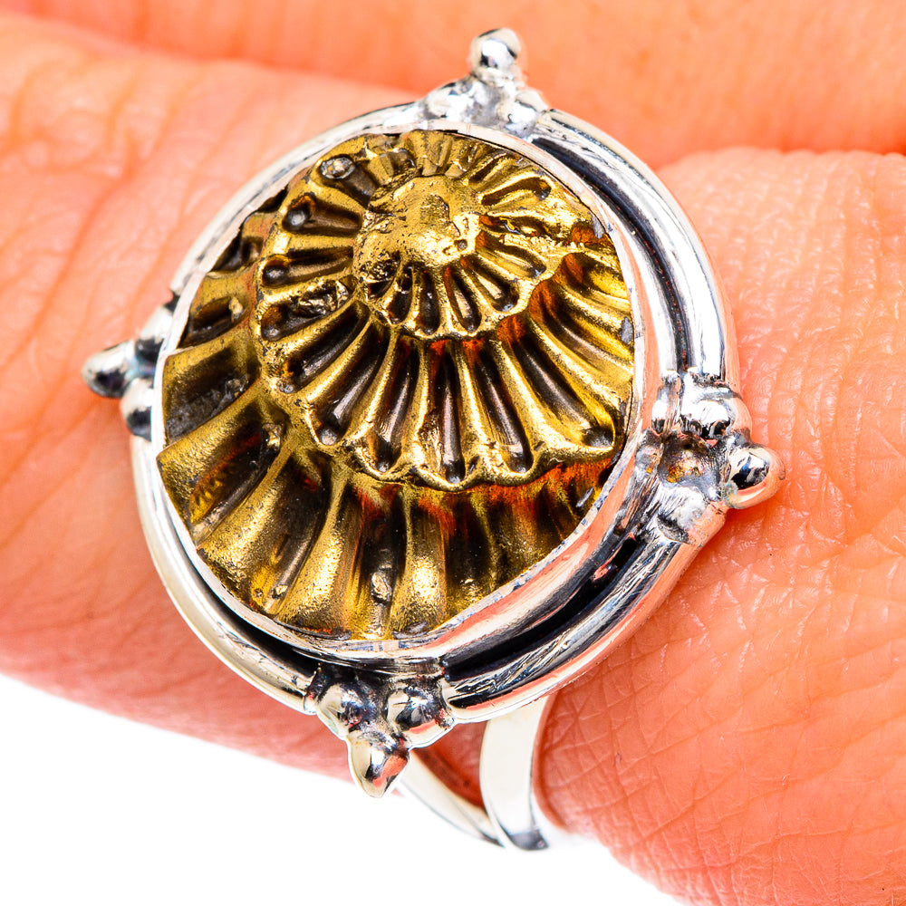 Pyrite Fossil Rings handcrafted by Anasilvercos - RING94909