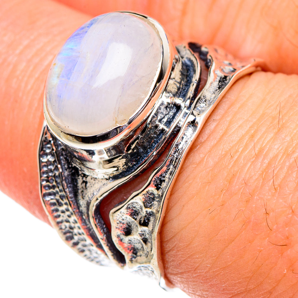 Rainbow Moonstone Rings handcrafted by Anasilvercos - RING94912