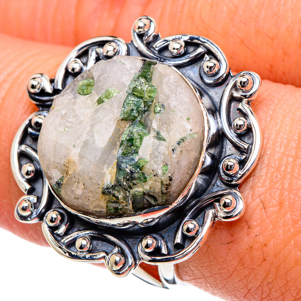 Green Tourmaline In Quartz Rings handcrafted by Anasilvercos - RING94922