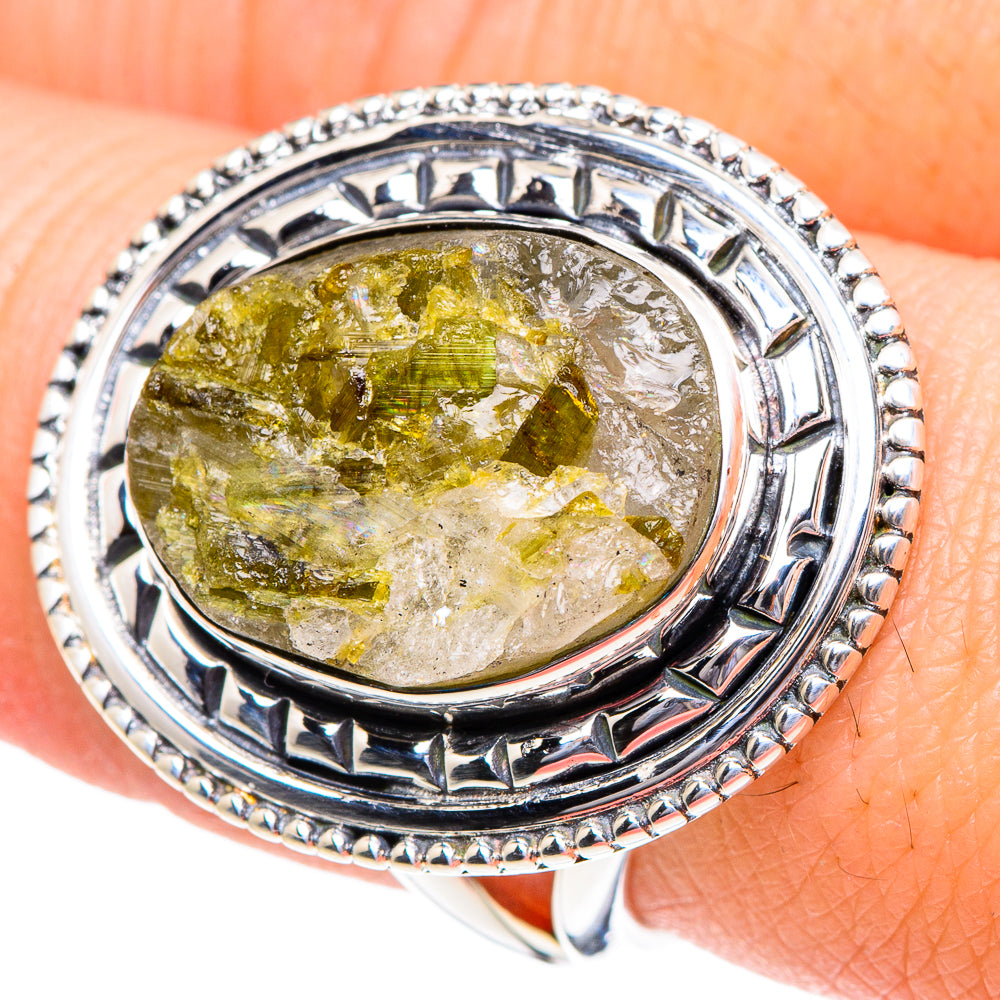 Green Tourmaline In Quartz Rings handcrafted by Anasilvercos - RING94967