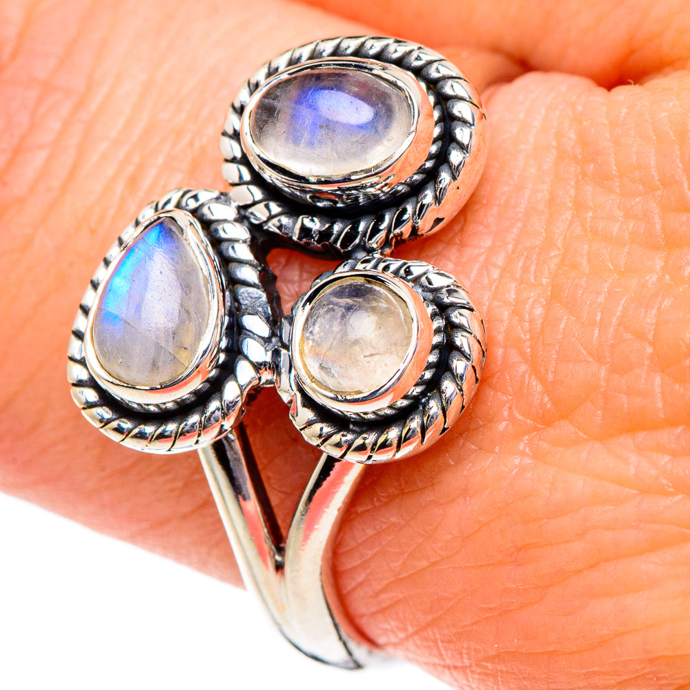 Rainbow Moonstone Rings handcrafted by Anasilvercos - RING94970