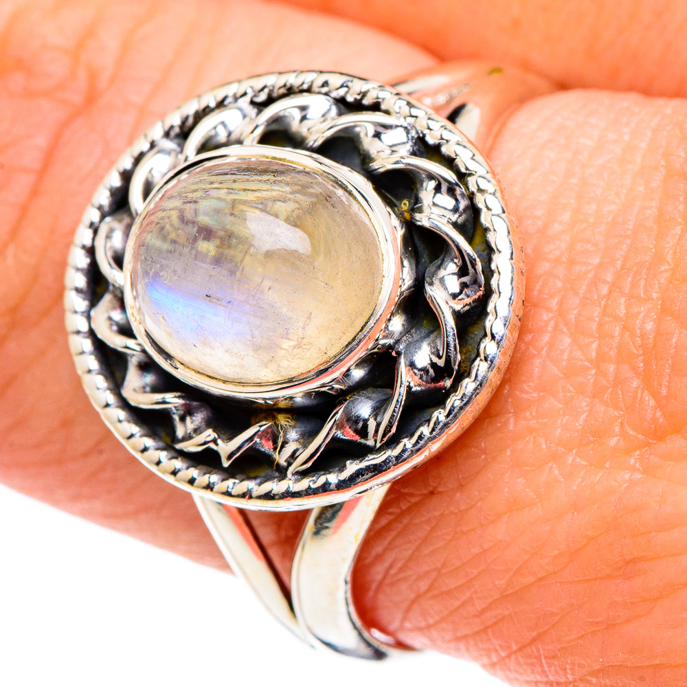 Rainbow Moonstone Rings handcrafted by Anasilvercos - RING94971