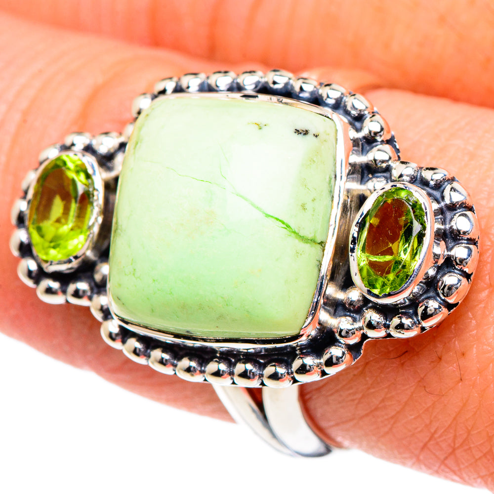 Lemon Chrysoprase, Peridot Rings handcrafted by Anasilvercos - RING94977
