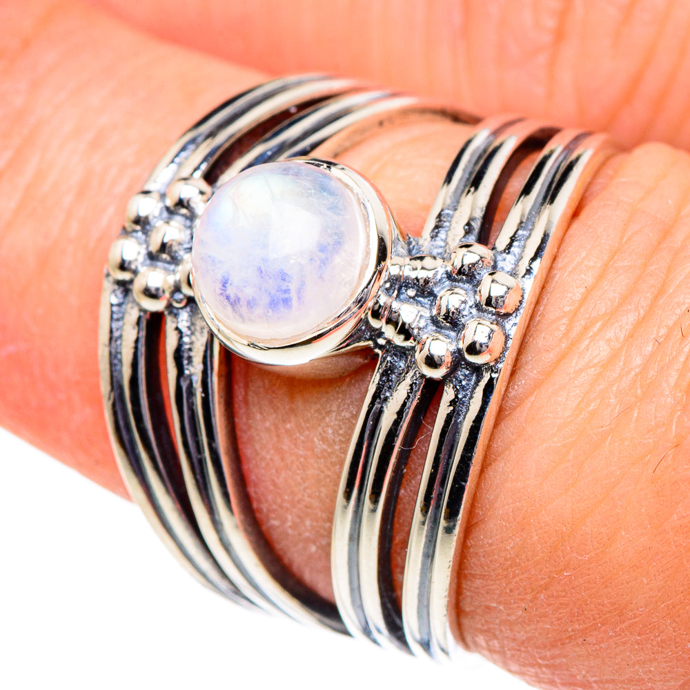 Rainbow Moonstone Rings handcrafted by Anasilvercos - RING94983